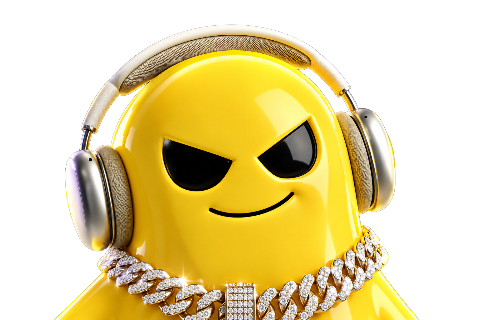 A close-up of Henry wearing headphones